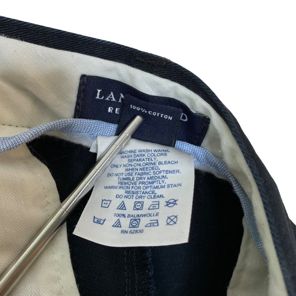 Land's End Relaxed Fit Pleated Front Dress Pants Black Office Uniform Men's 36 - Picture 6 of 6